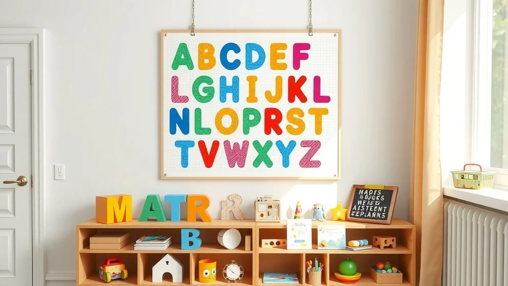 Poster alfabetet barn som gör lärandet roligt