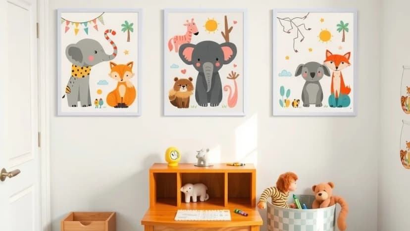 Poster djur barn som gör barnrummet levande