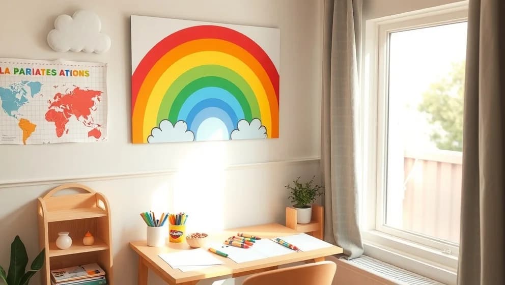 Poster regnbåge barn för glada barnrum