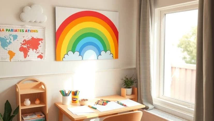 Poster regnbåge barn för glada barnrum
