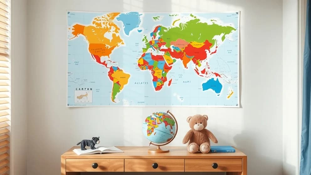 Poster världskarta barn för barnrummet