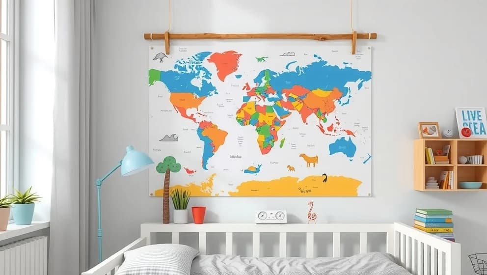 Världskarta barn poster för barnrummet