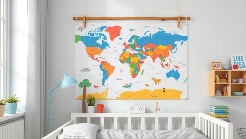 Världskarta barn poster för barnrummet